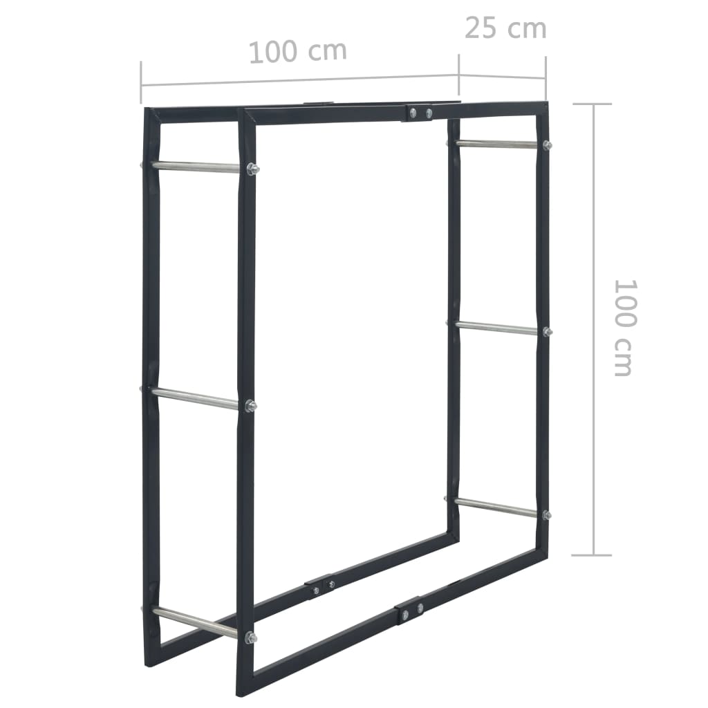 Stovas malkoms, juodos spalvos, 100x25x100cm, plienas