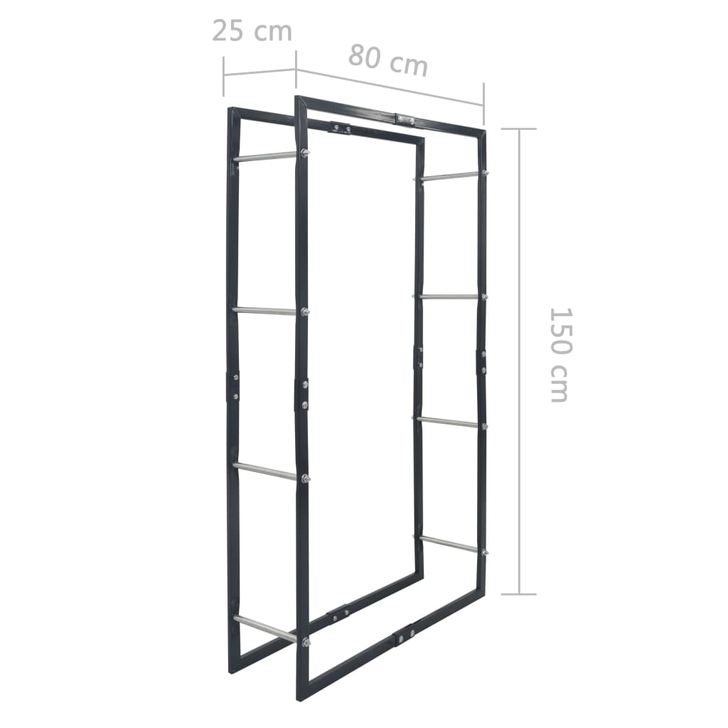 Stovas malkoms, juodos spalvos, 80x25x150cm, plienas