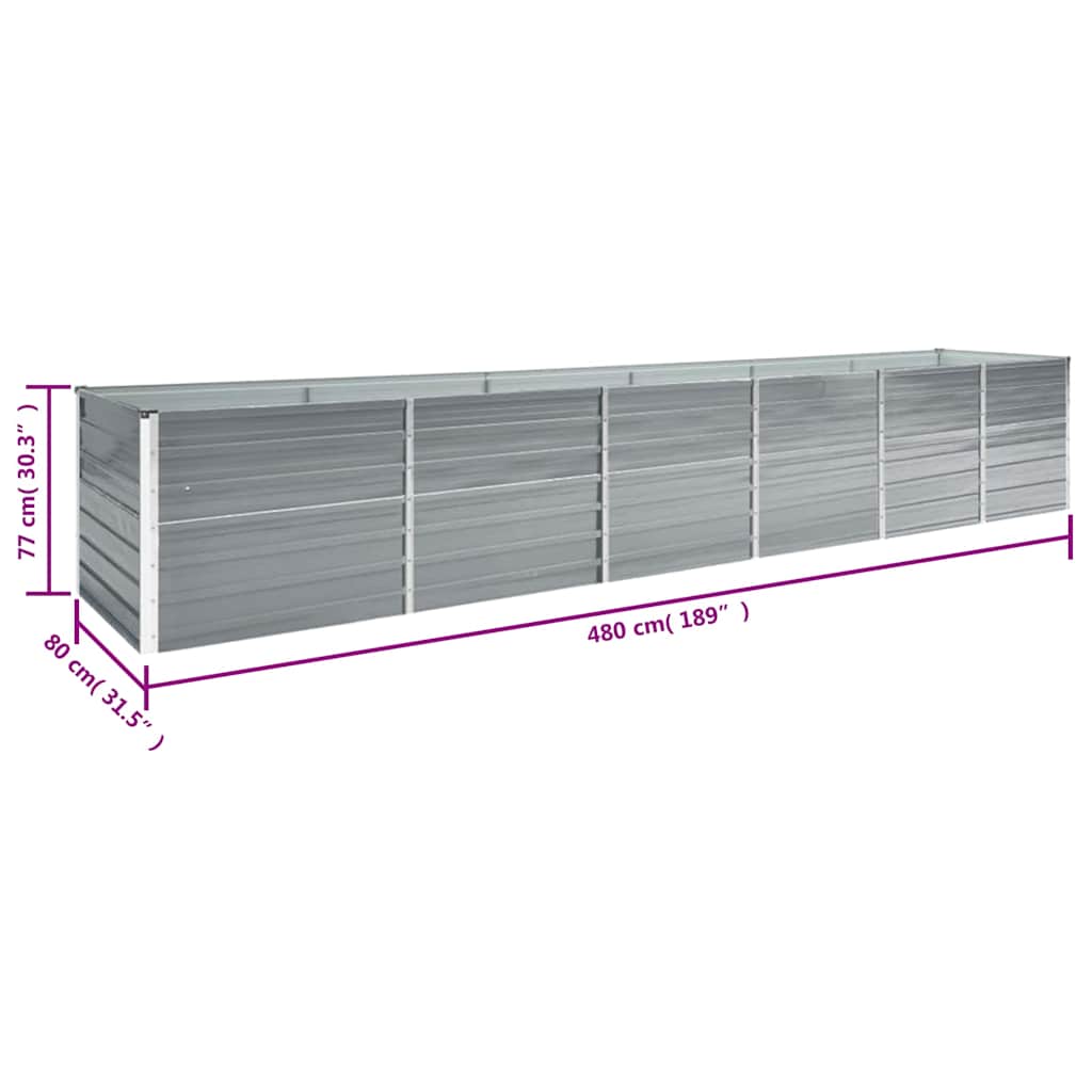 Aukštas lovelis, pilkas, 480x80x77cm, galvanizuotas plienas