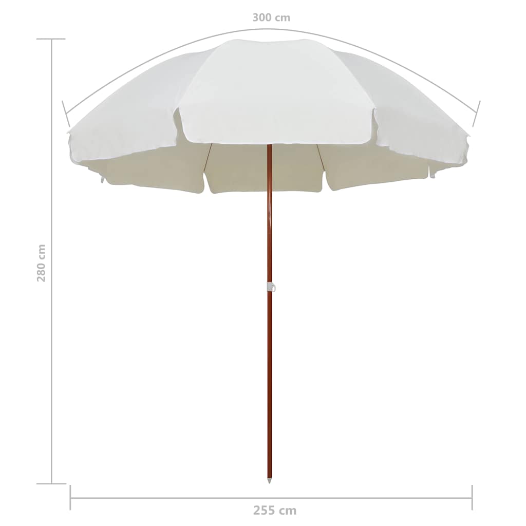 Sodo skėtis nuo saulės su plieniniu stulpu, smėlio, 300cm