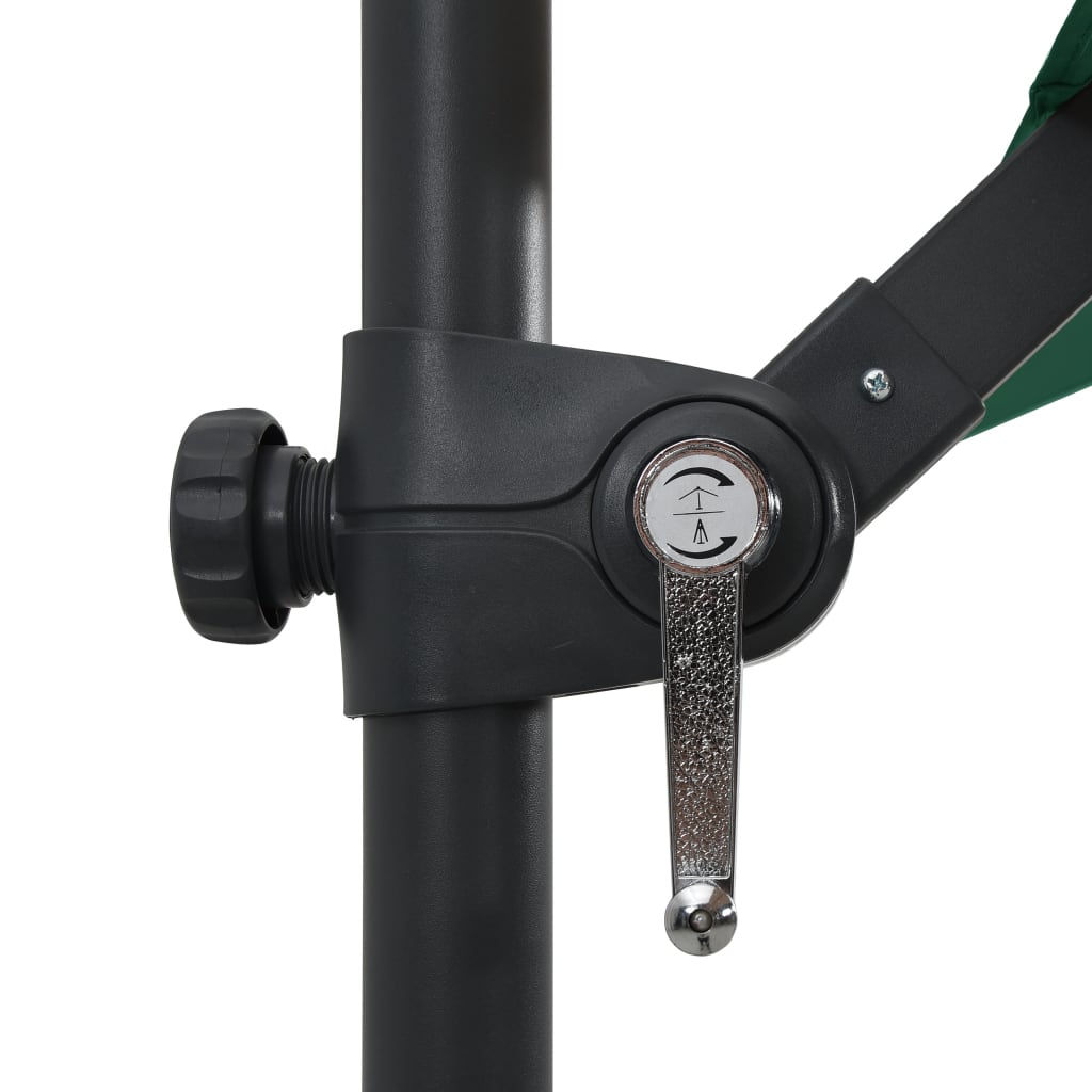 Gembinis skėtis su LED ir plieniniu stulpu, žalias, 250x250cm