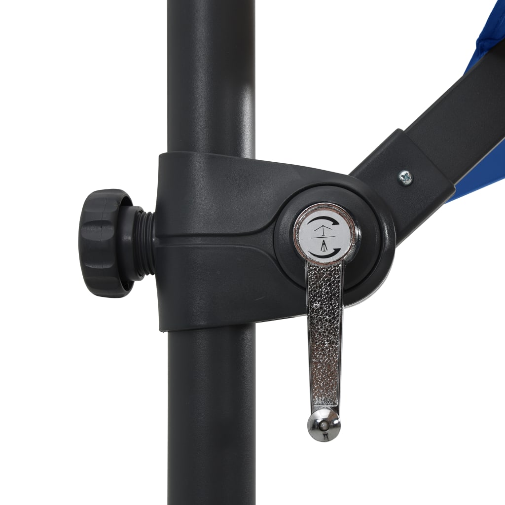 Gembinis skėtis su LED ir plieniniu stulpu, mėlynas, 250x250cm