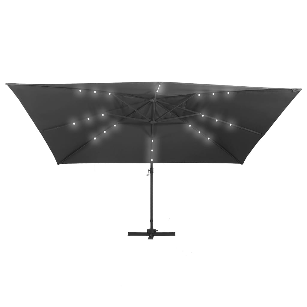 Gembinis skėtis su LED/aliuminio stulpu, antracito, 400x300cm