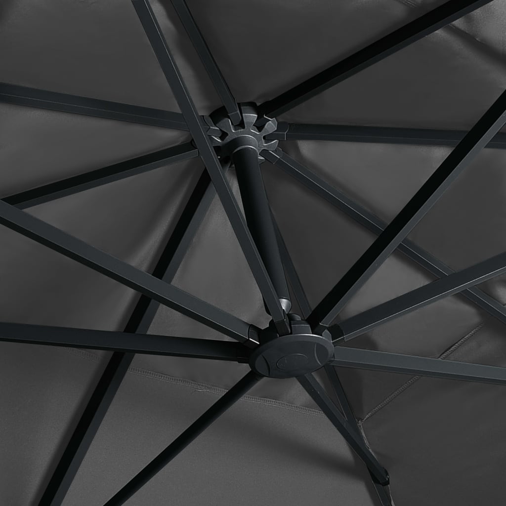 Gembinis skėtis su LED/aliuminio stulpu, antracito, 400x300cm