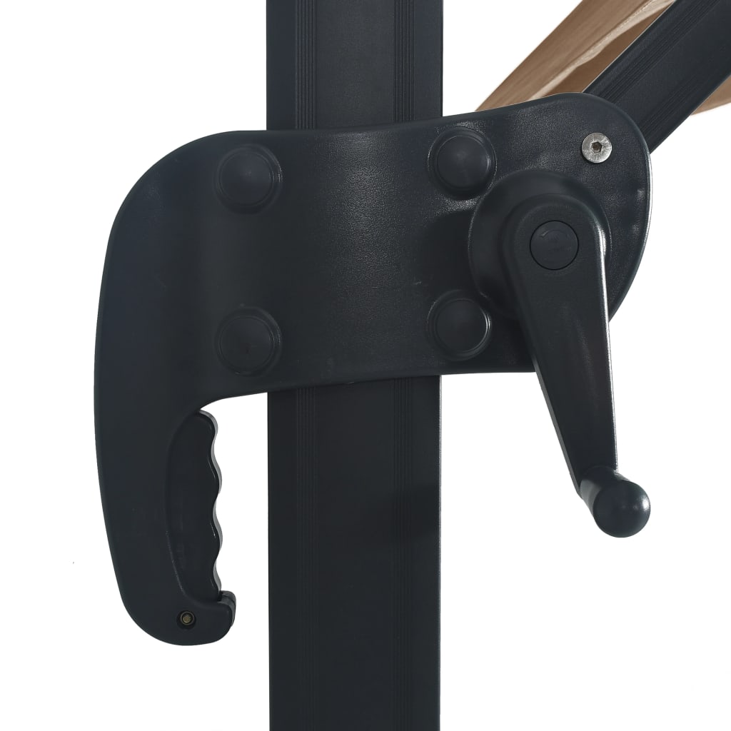 Gembinis skėtis su LED ir aliuminio stulpu, taupe, 400x300cm