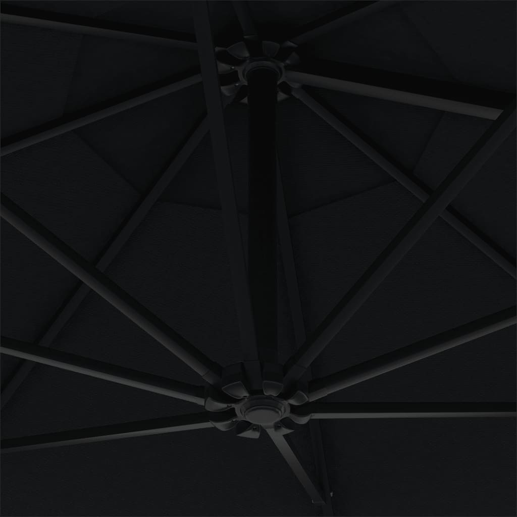 Prie sienos montuojamas skėtis su stulpu, juodas, 300cm