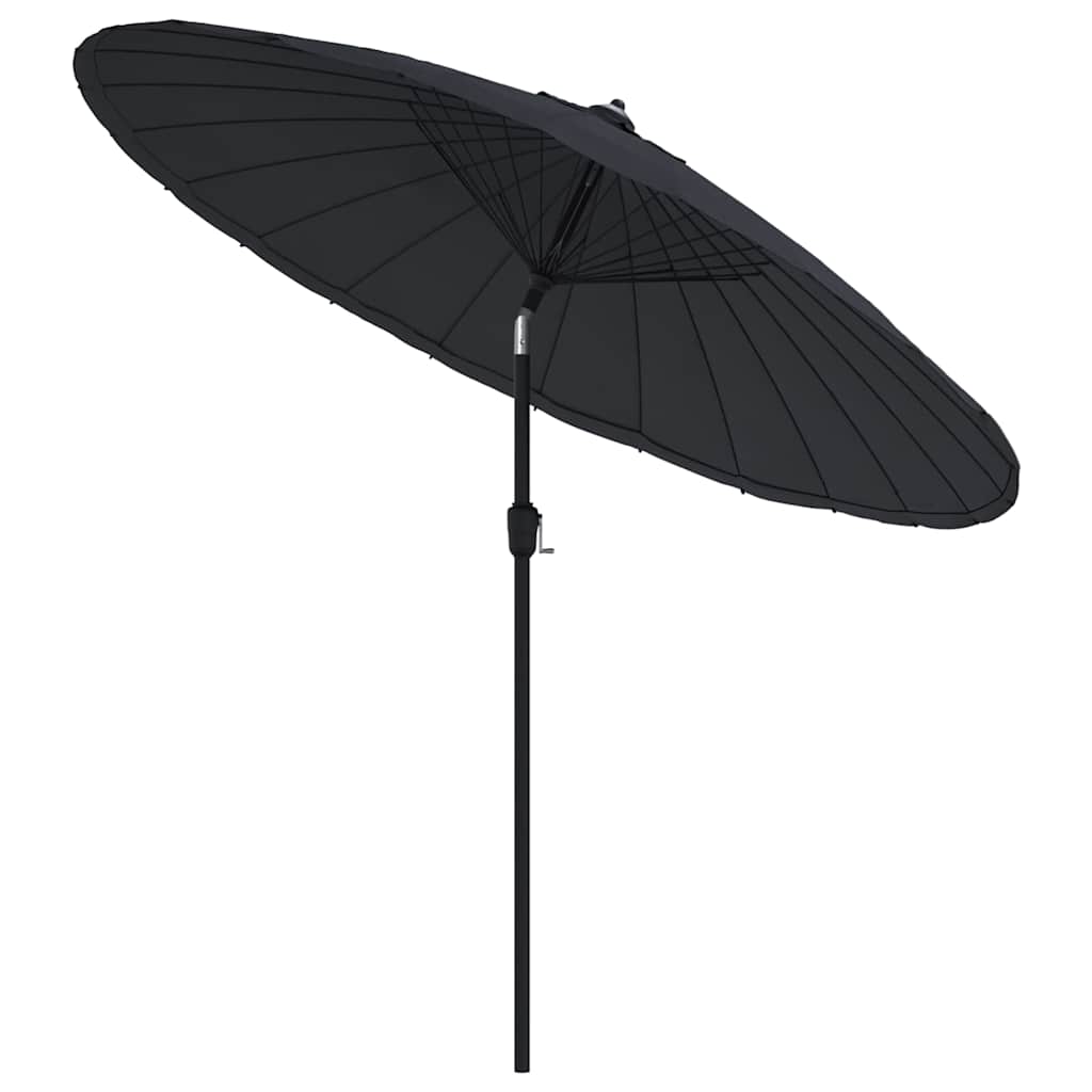 Lauko skėtis nuo saulės su aliuminio stulpu, juodas, 270cm