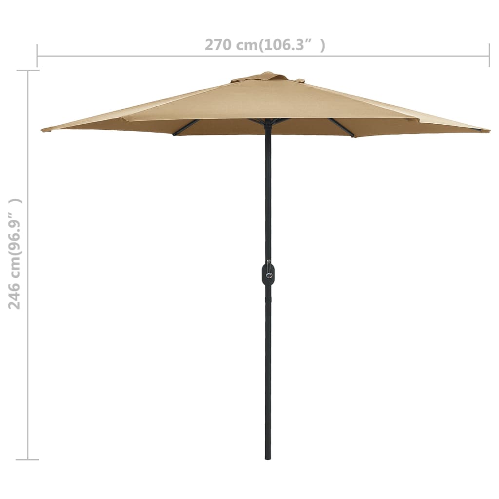 Sodo skėtis nuo saulės su aliuminio stulpu, taupe, 270x246cm