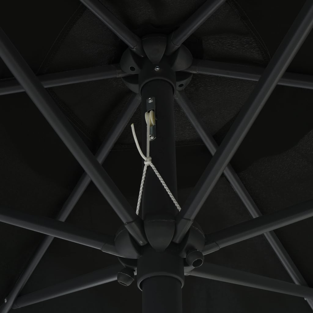 Sodo skėtis nuo saulės su aliuminio stulpu, juodas, 270x246cm