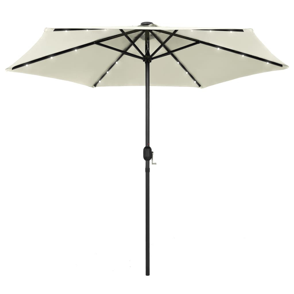 Sodo skėtis su LED ir aliuminio stulpu, smėlio baltas, 270cm