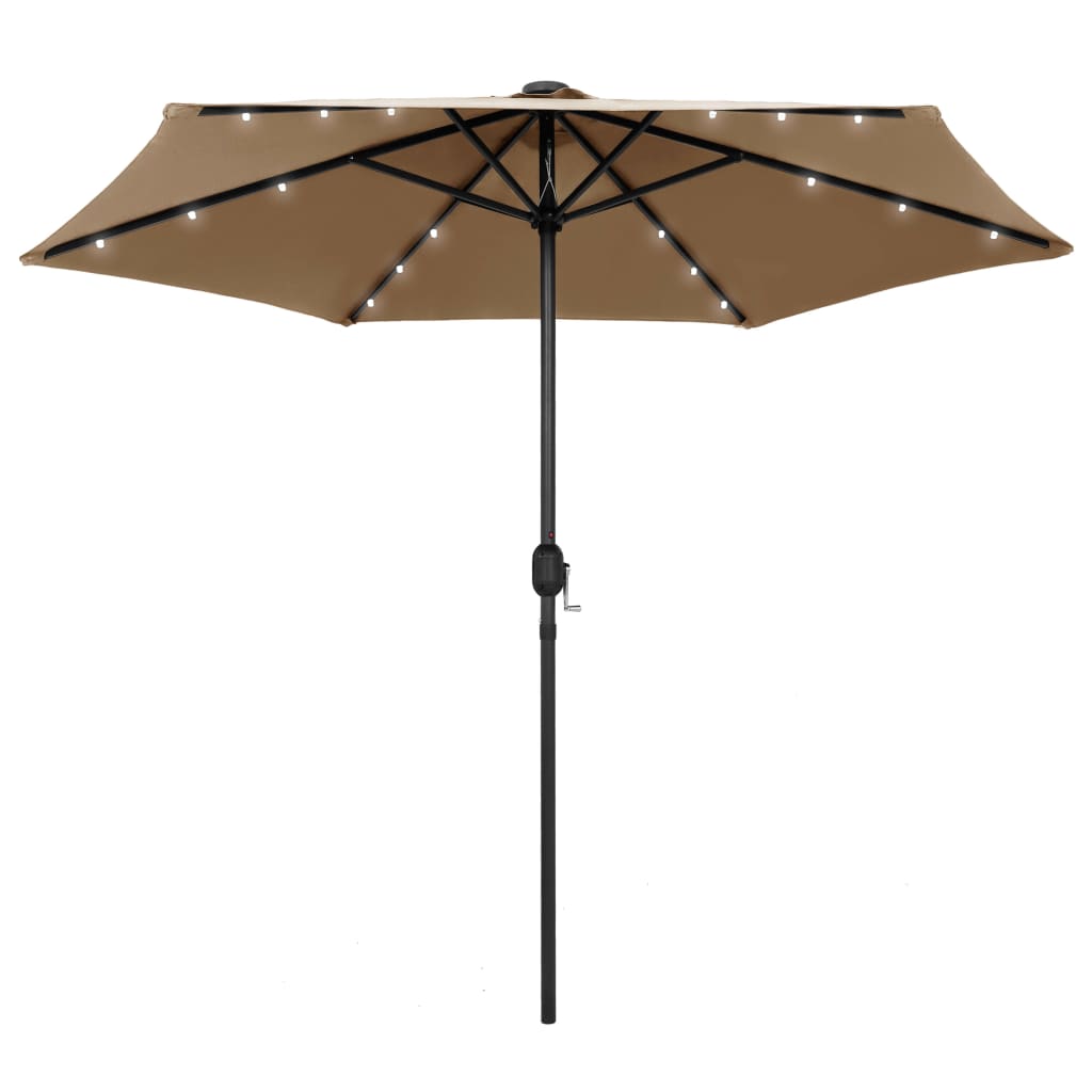 Sodo skėtis su LED ir aliuminio stulpu, taupe, 270cm