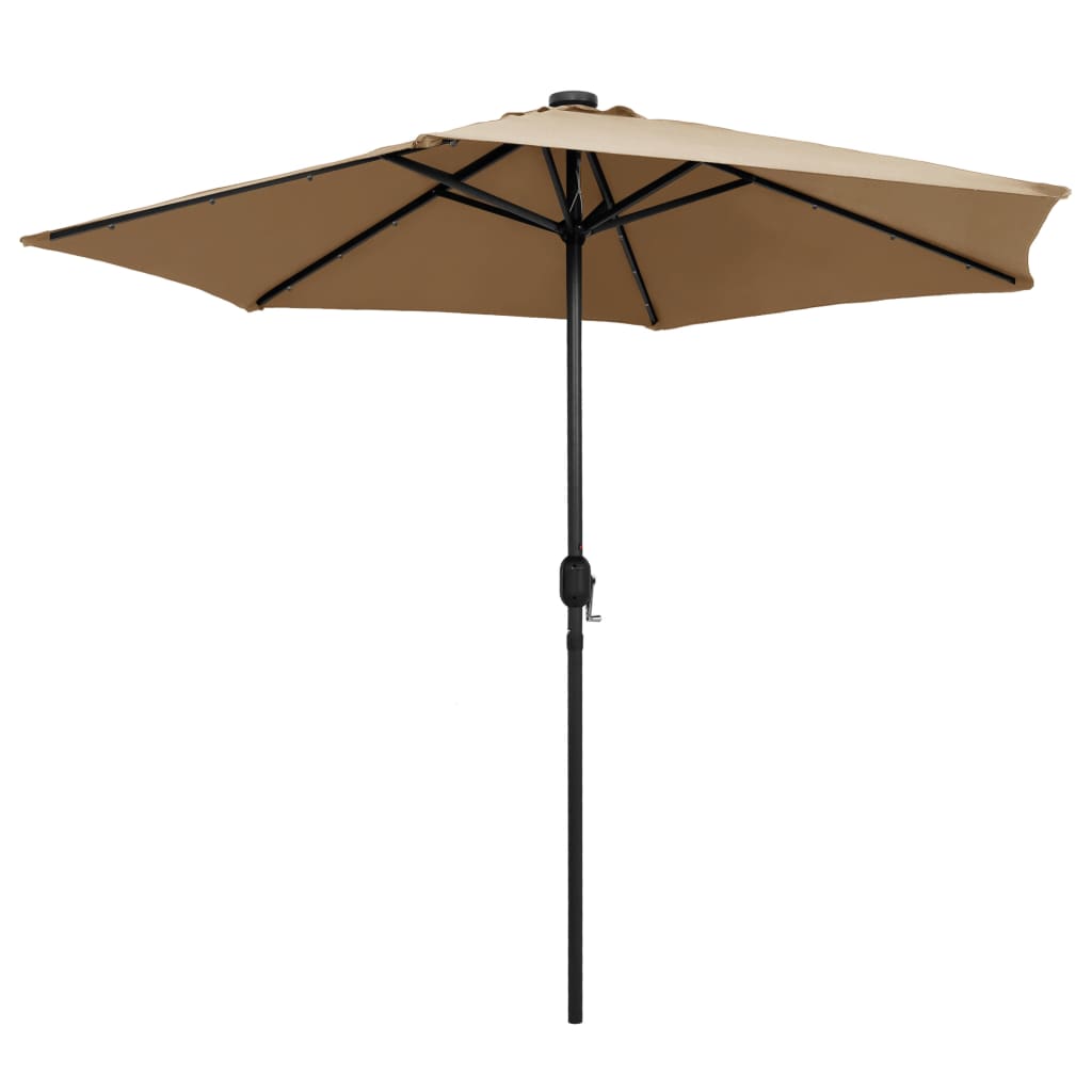 Sodo skėtis su LED ir aliuminio stulpu, taupe, 270cm