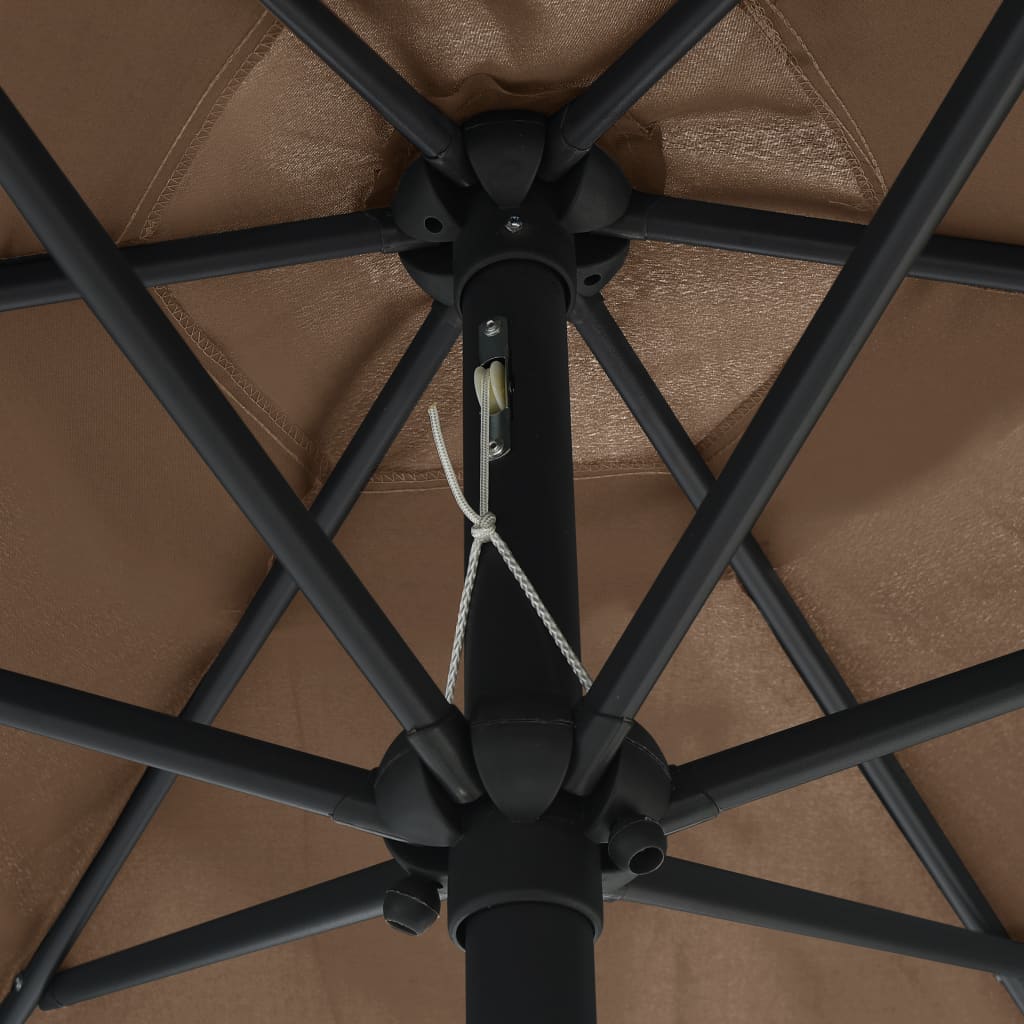 Sodo skėtis su LED ir aliuminio stulpu, taupe, 270cm