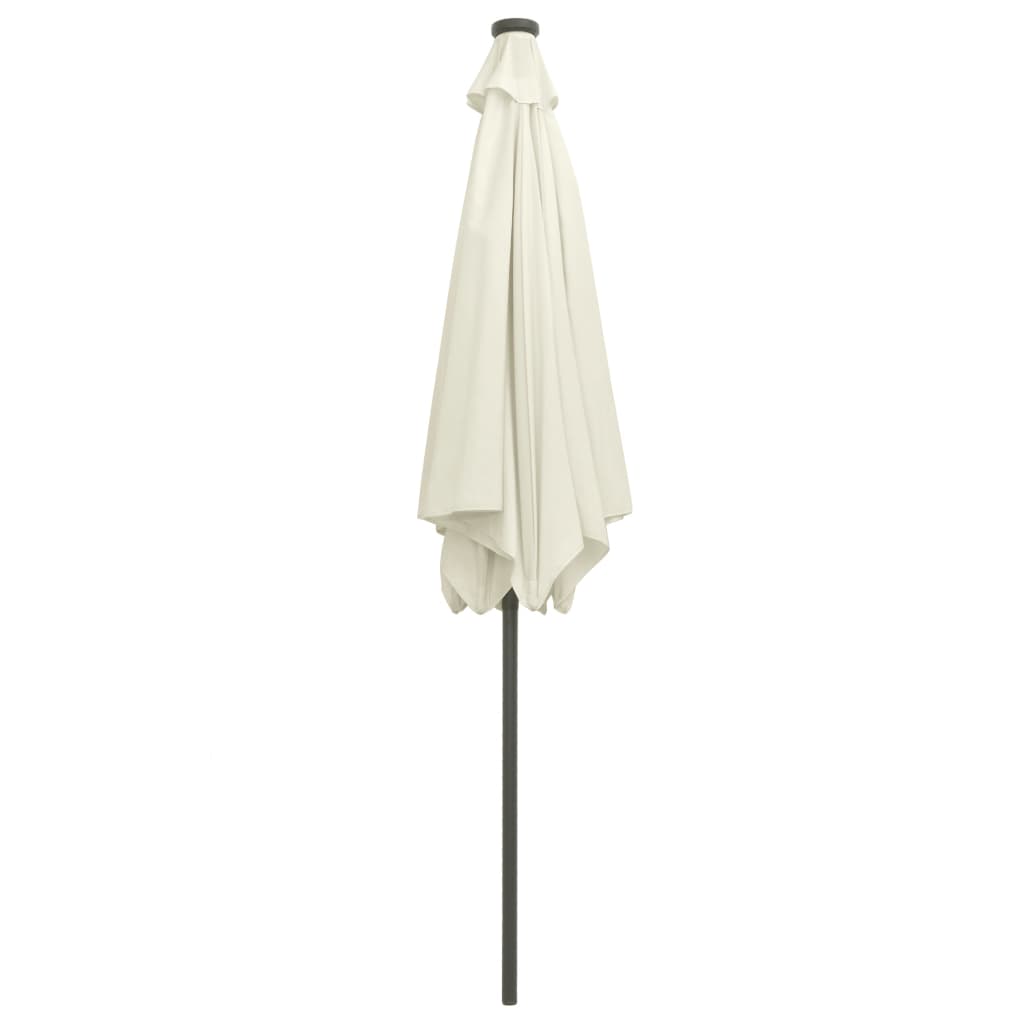 Sodo skėtis su LED ir aliuminio stulpu, smėlio baltas, 300cm