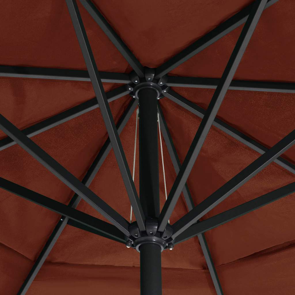 Sodo skėtis nuo saulės su aliuminio stulpu, terakota, 600cm