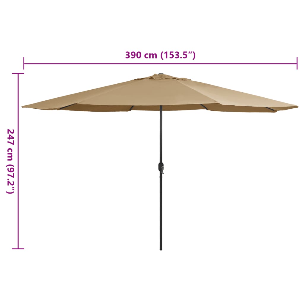 Sodo skėtis nuo saulės su metaliniu stulpu, taupe, 390cm