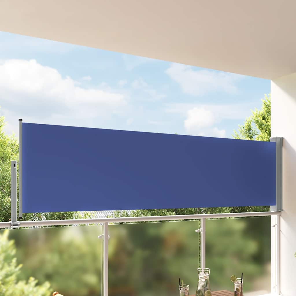 Ištraukiama šoninė kiemo pertvara, mėlynos spalvos, 100x300cm