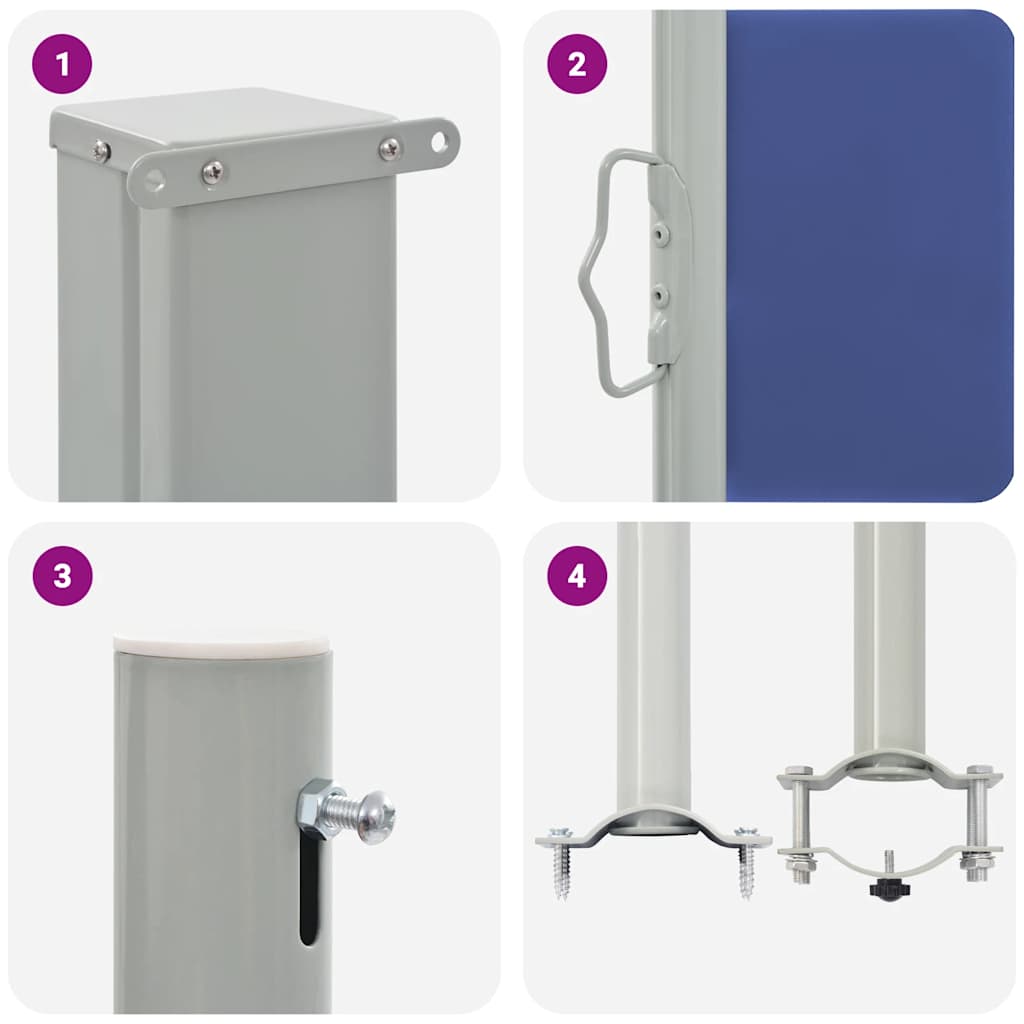 Ištraukiama šoninė kiemo pertvara, mėlynos spalvos, 120x300cm