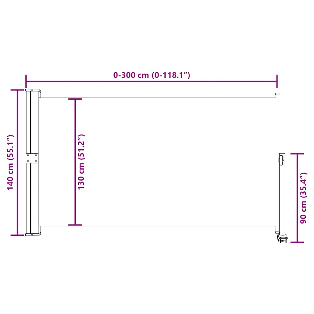 Ištraukiama šoninė kiemo pertvara, raudonos spalvos, 140x300cm