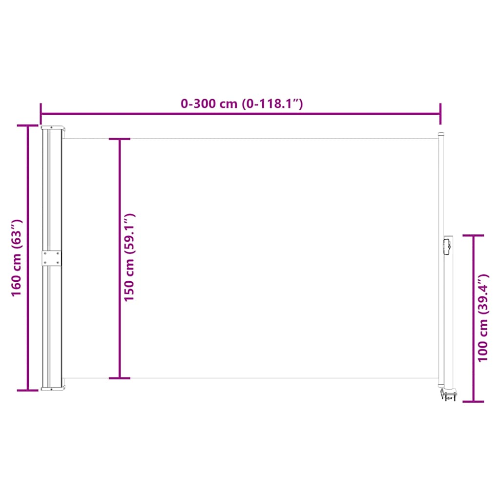 Ištraukiama šoninė kiemo pertvara, mėlynos spalvos, 160x300cm