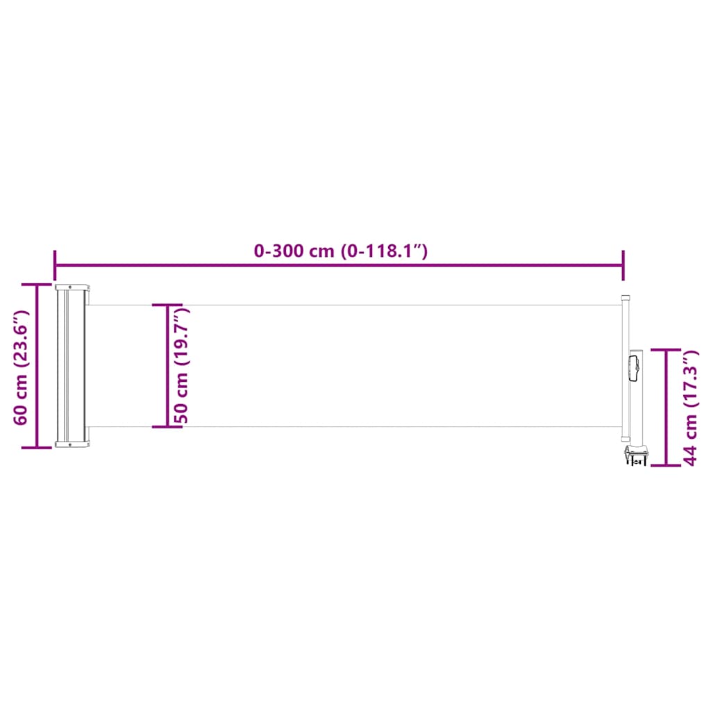 Ištraukiama šoninė kiemo pertvara, juodos spalvos, 60x300cm