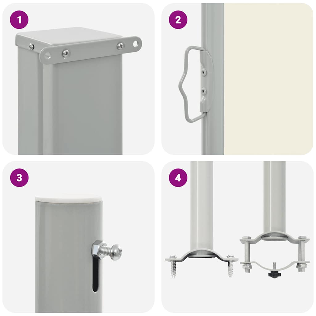 Ištraukiama šoninė kiemo pertvara, kreminės spalvos, 60x300cm