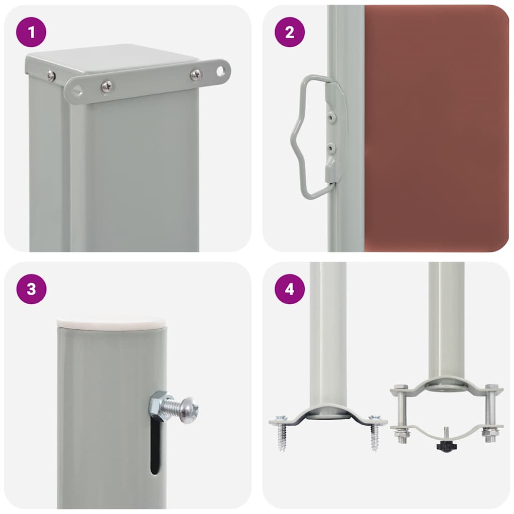 Ištraukiama šoninė kiemo pertvara, rudos spalvos, 80x300cm