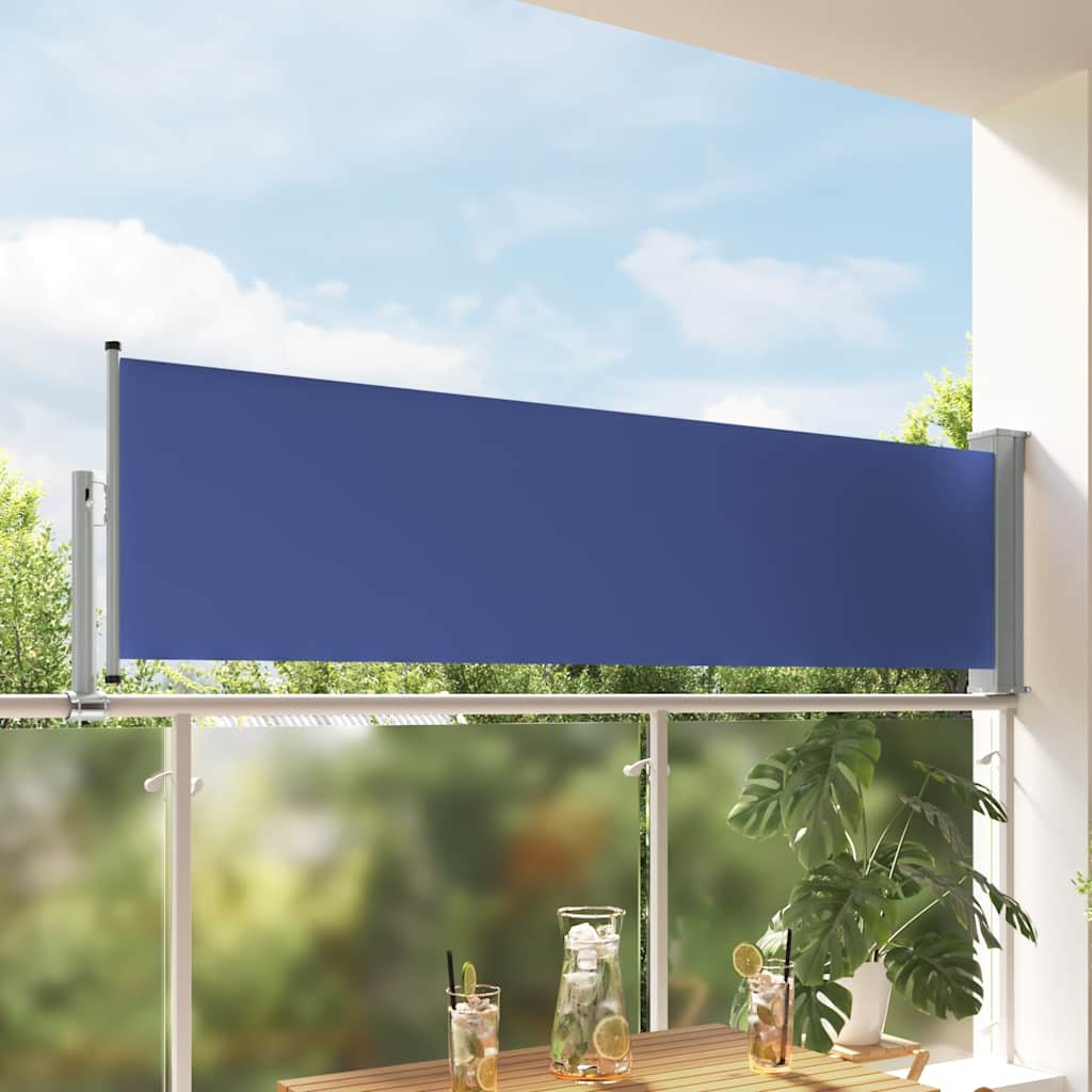 Ištraukiama šoninė kiemo pertvara, mėlynos spalvos, 80x300cm