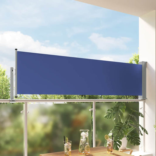 Ištraukiama šoninė kiemo pertvara, mėlynos spalvos, 80x300cm
