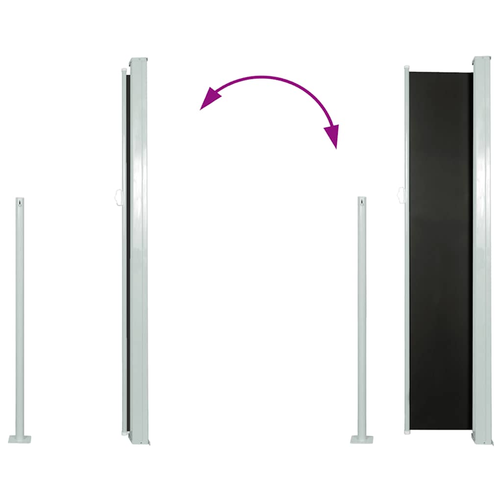 Ištraukiama šoninė kiemo pertvara, juodos spalvos, 100x500cm