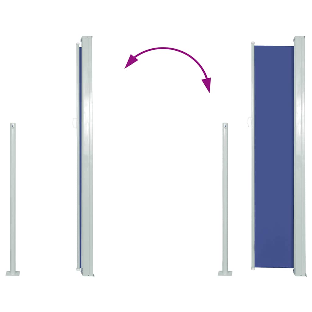 Ištraukiama šoninė kiemo pertvara, mėlynos spalvos, 100x500cm