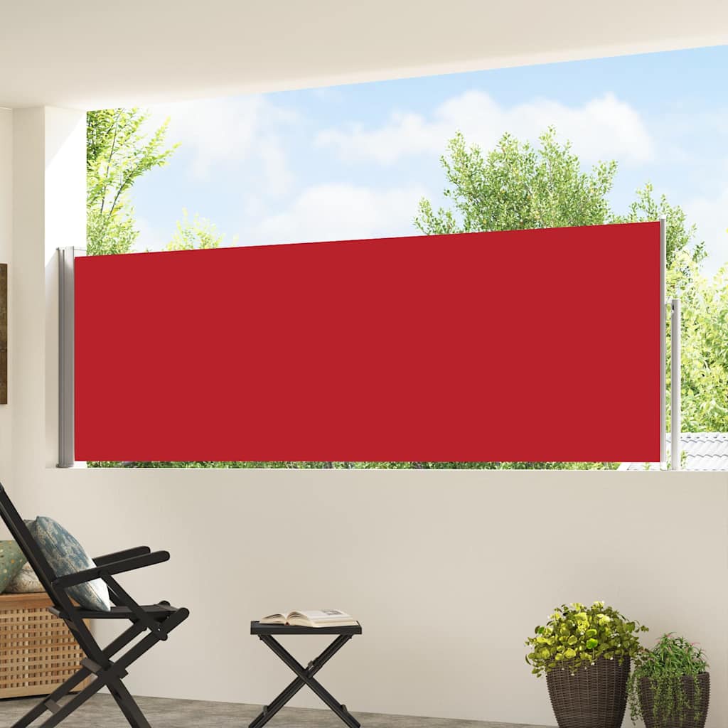 Ištraukiama šoninė kiemo pertvara, raudonos spalvos, 100x500cm