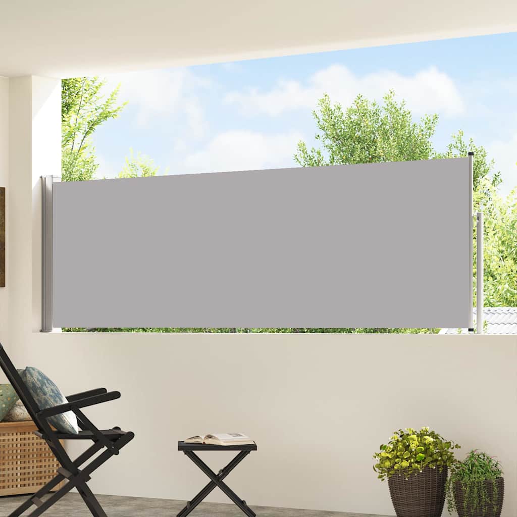 Ištraukiama šoninė kiemo pertvara, pilkos spalvos, 100x500cm