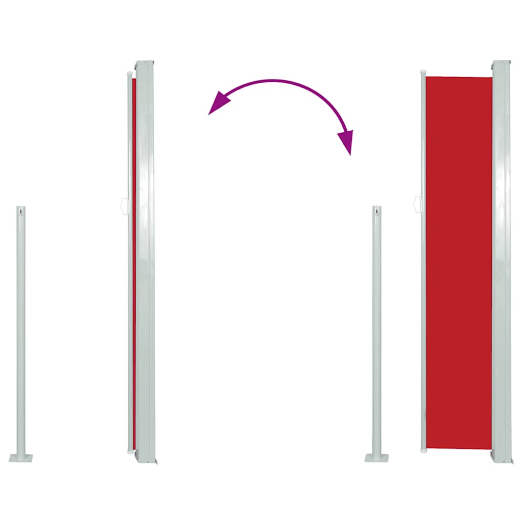 Ištraukiama šoninė kiemo pertvara, raudonos spalvos, 120x500cm