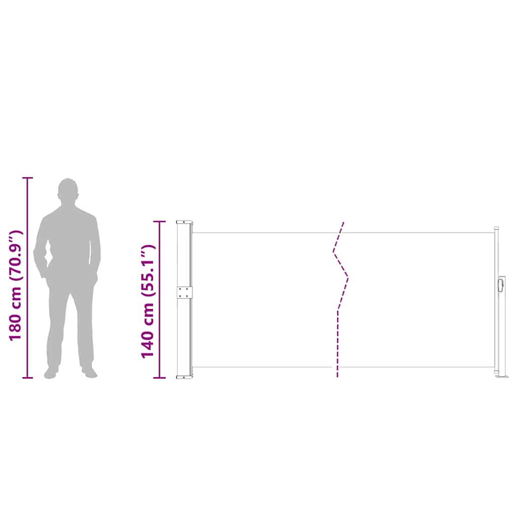 Ištraukiama šoninė kiemo pertvara, kreminės spalvos, 140x500cm
