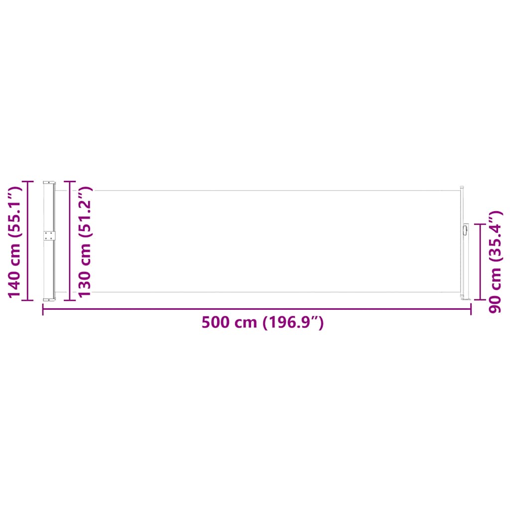 Ištraukiama šoninė kiemo pertvara, raudonos spalvos, 140x500cm