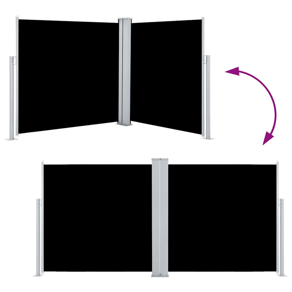 Ištraukiama šoninė pertvara, juodos spalvos, 100x600cm
