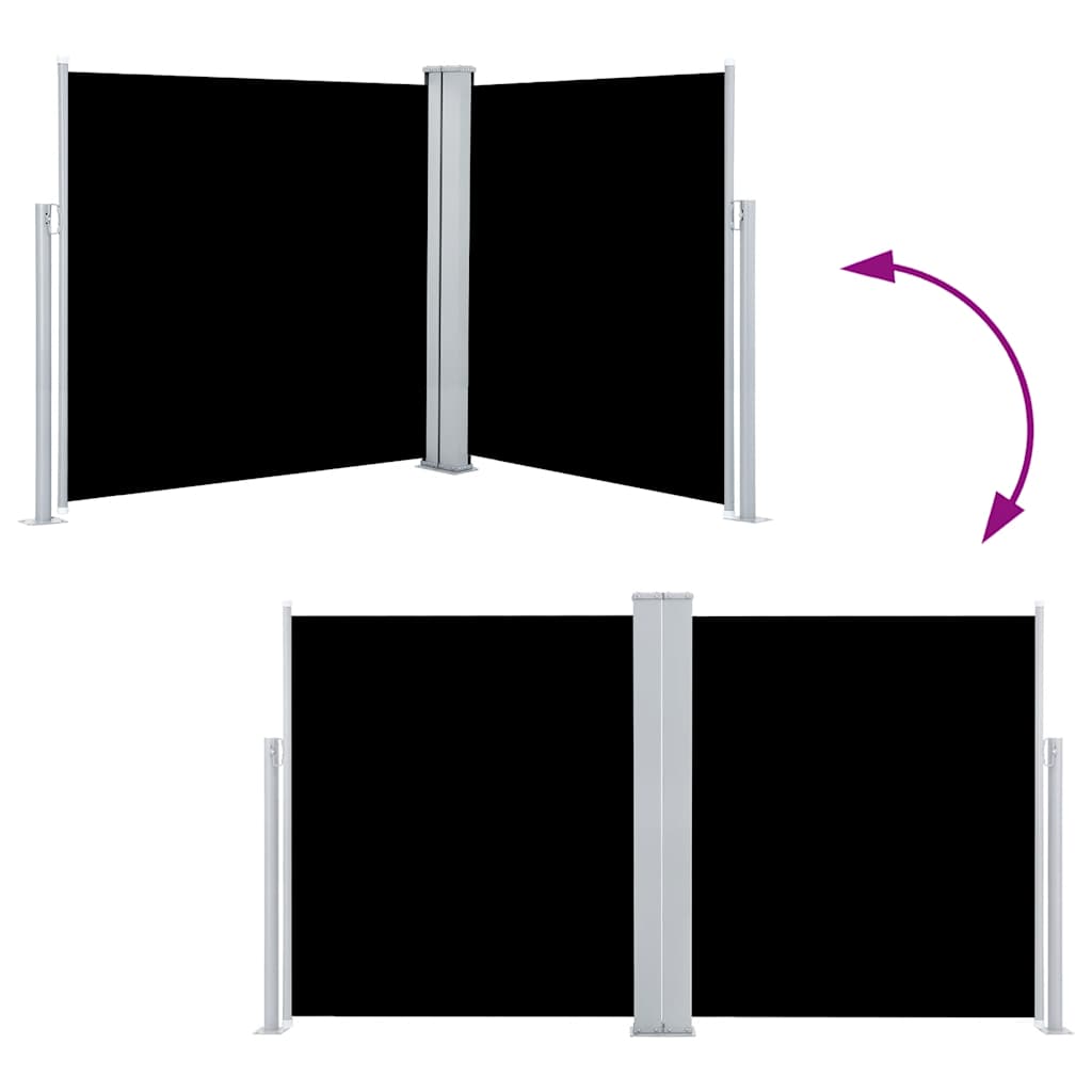 Ištraukiama šoninė pertvara, juodos spalvos, 140x600cm