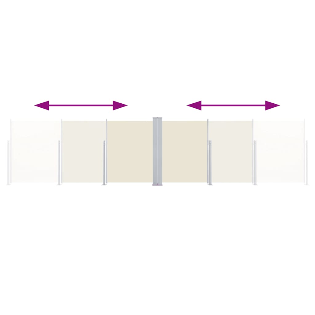 Ištraukiama dviguba šoninė kiemo pertvara, kreminė, 170x600cm