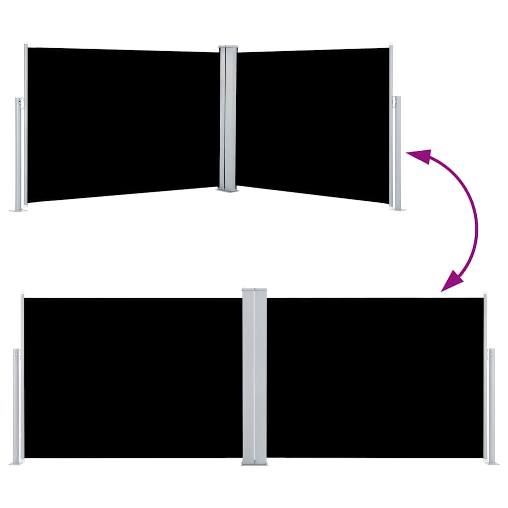 Ištraukiama šoninė pertvara, juodos spalvos, 120x1000cm