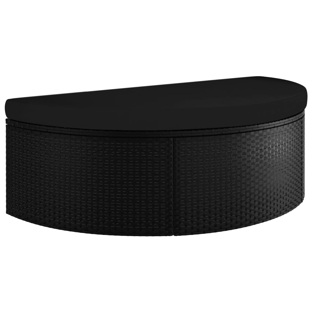 Sodo gultas su skėčiu, juodos spalvos, poliratanas