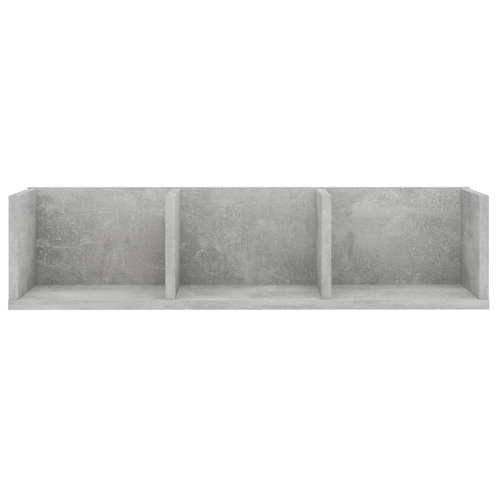 Sieninė CD lentyna, betono pilka, 75x18x18cm, apdirbta mediena