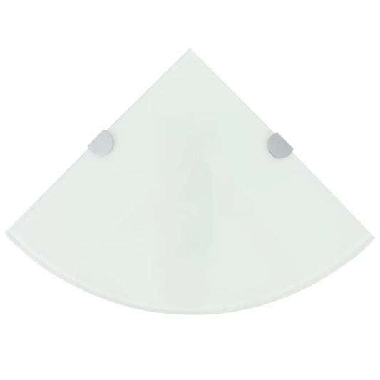 Kampinės lentynos, 2vnt., baltos, 25x25cm, stiklas