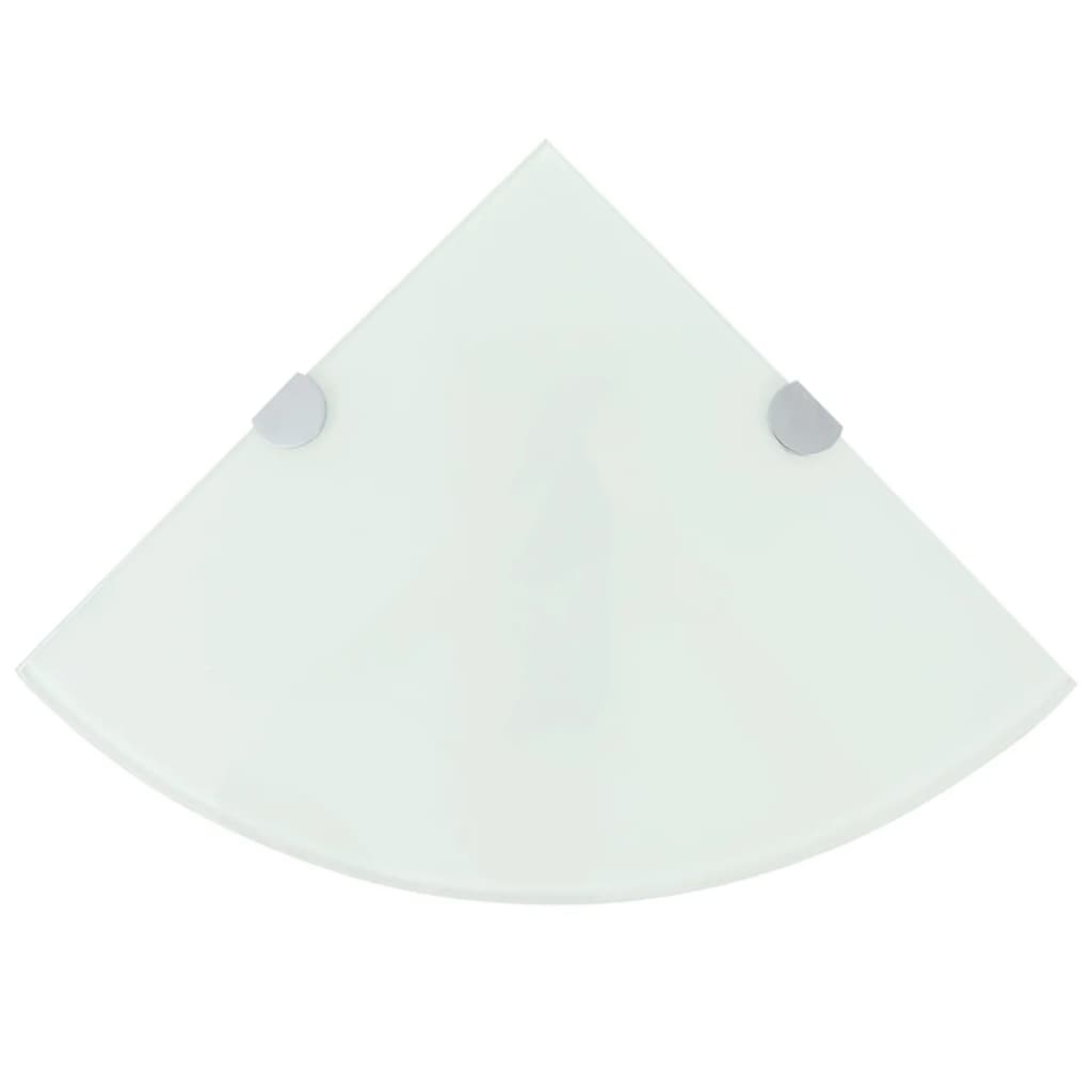 Kampinės lentynos, 2vnt., baltos, 25x25cm, stiklas