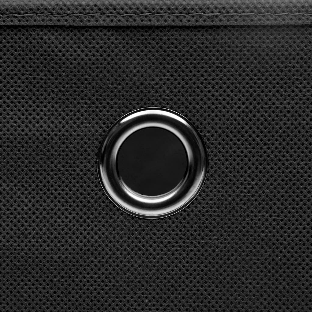 Daiktadėžės su dangčiais, 4vnt., juodos, 32x32x32cm, audinys