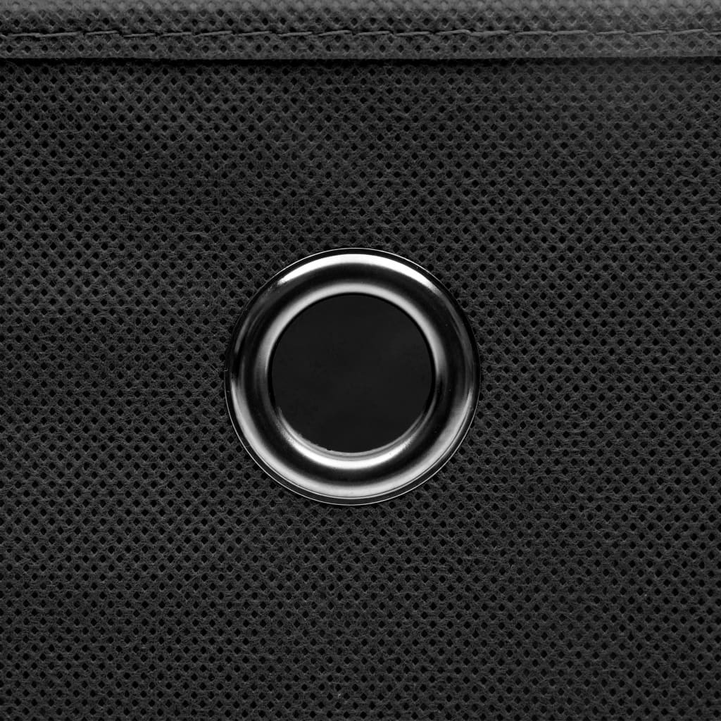 Daiktadėžės su dangčiais, 10vnt., juodos, 32x32x32cm, audinys