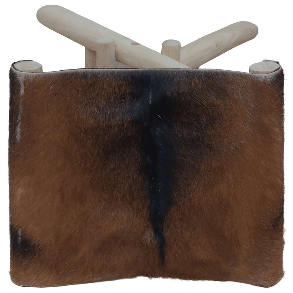 Sulankstoma taburetė, ožkos odos ir tikmedžio medienos masyvas