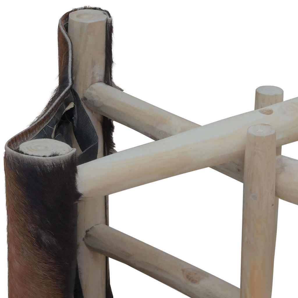 Sulankstoma taburetė, ožkos odos ir tikmedžio medienos masyvas