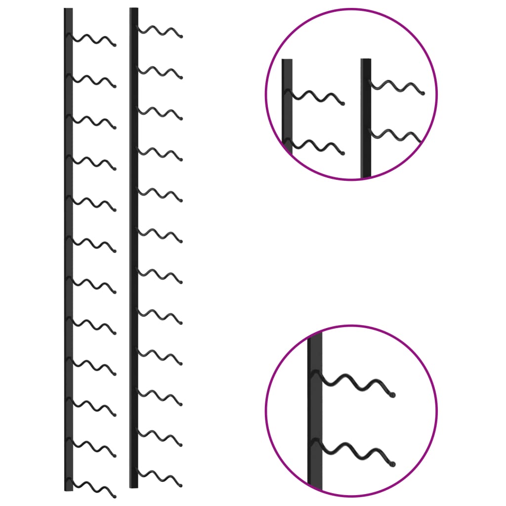 Prie sienos montuojamas vyno laikiklis, juodas, geležis