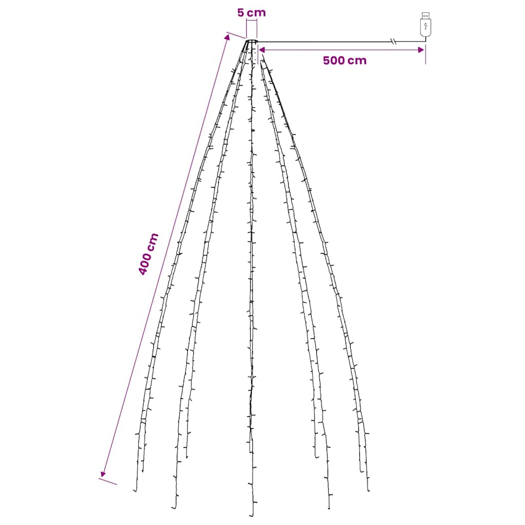 Kalėdinė girlianda eglutei-tinklas su 400 LED lempučių, 400cm